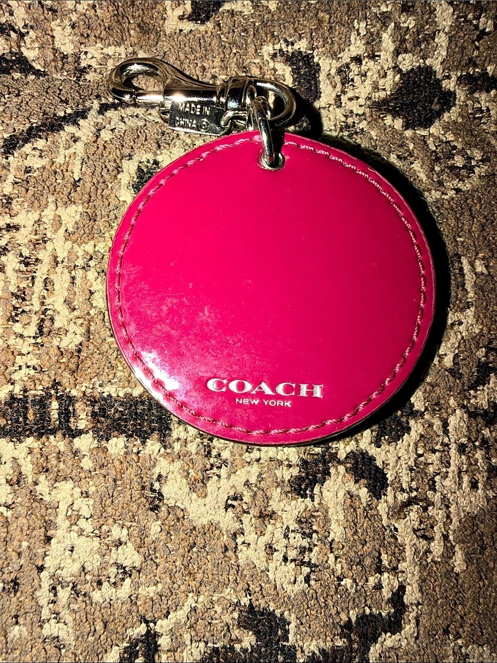 Coach Pink Round Keychain. EUC - Picture 2 of 2